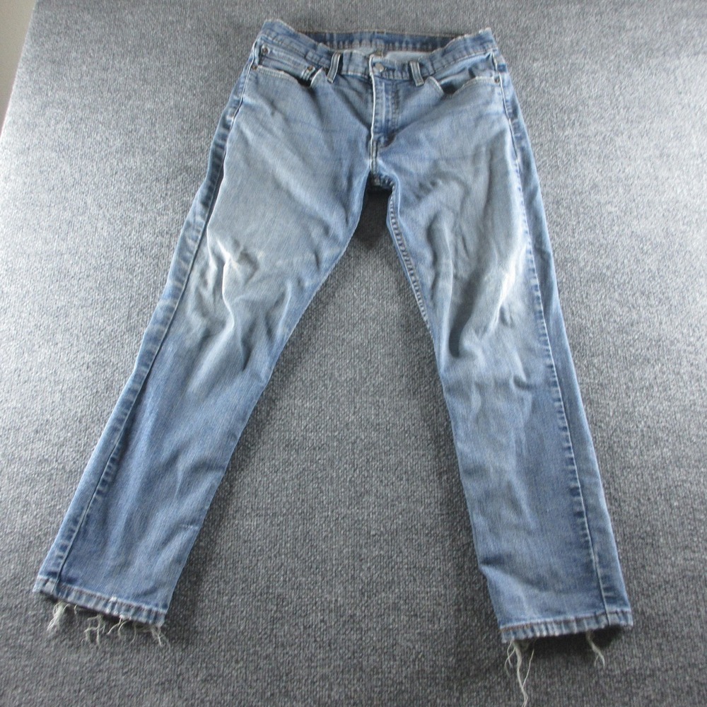 Levis 511 Jeans Mens 33x28 Blue Slim Tapered Light Wash Distressed Stretch Denim